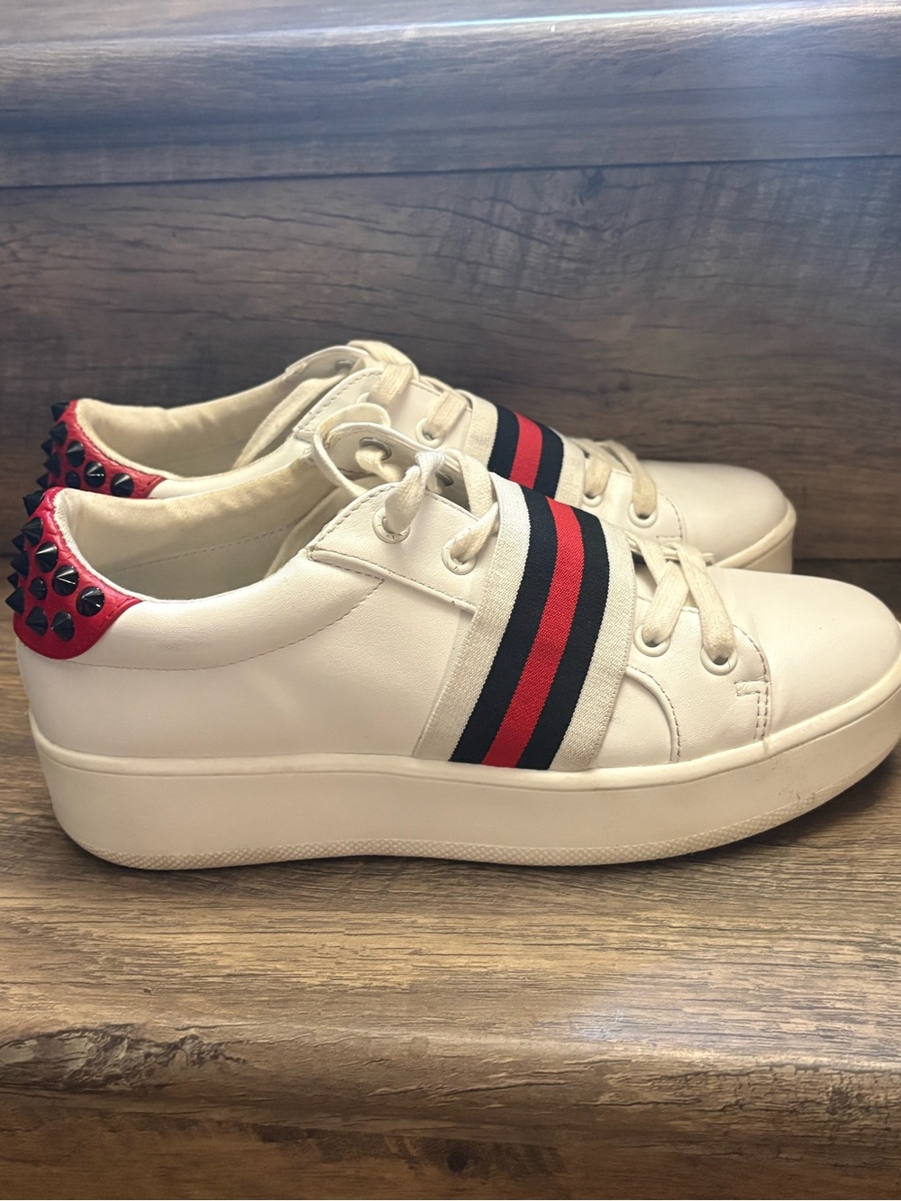 Steve Madden White Sneakers with Red Accent